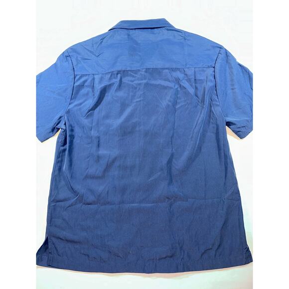 Milano Bay Original Retro Men Size Small 90s Blue Short Sleeve Button Down Shirt - Picture 4 of 8